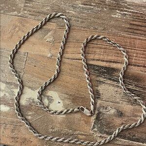 Silver Twisted Rope Chain Necklace